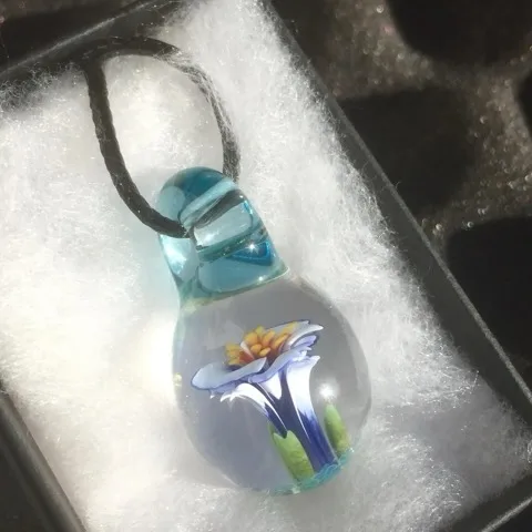 Glass Flower Pendant Necklace
